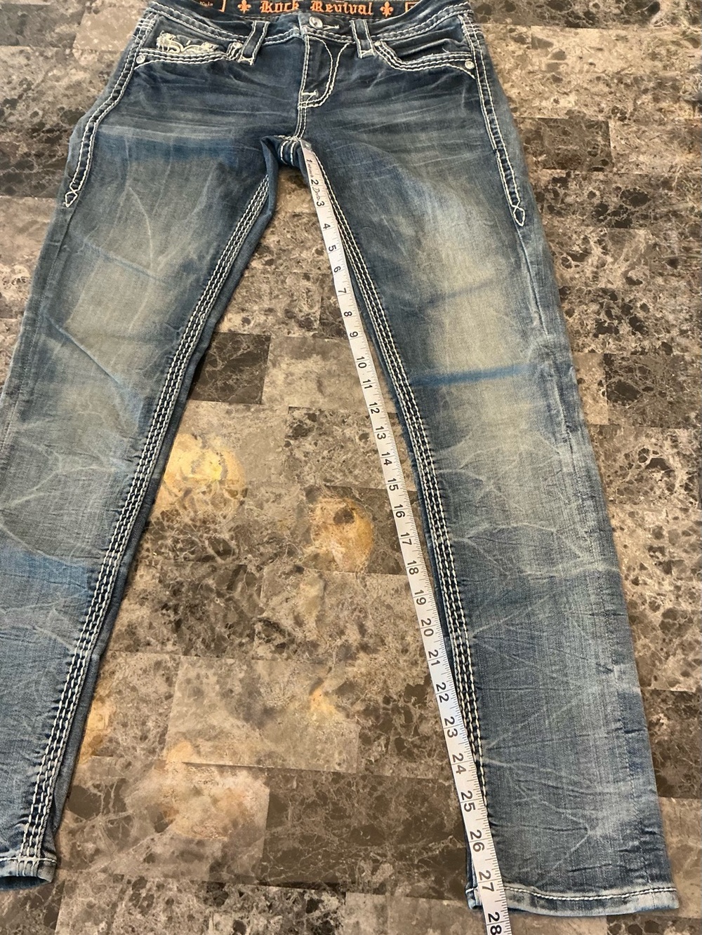 Rock Revival Festival Boho Mid Rise Ankle Skinny Jeans Kyla SZ 25 Cowgirl Rodeo - Picture 10 of 16